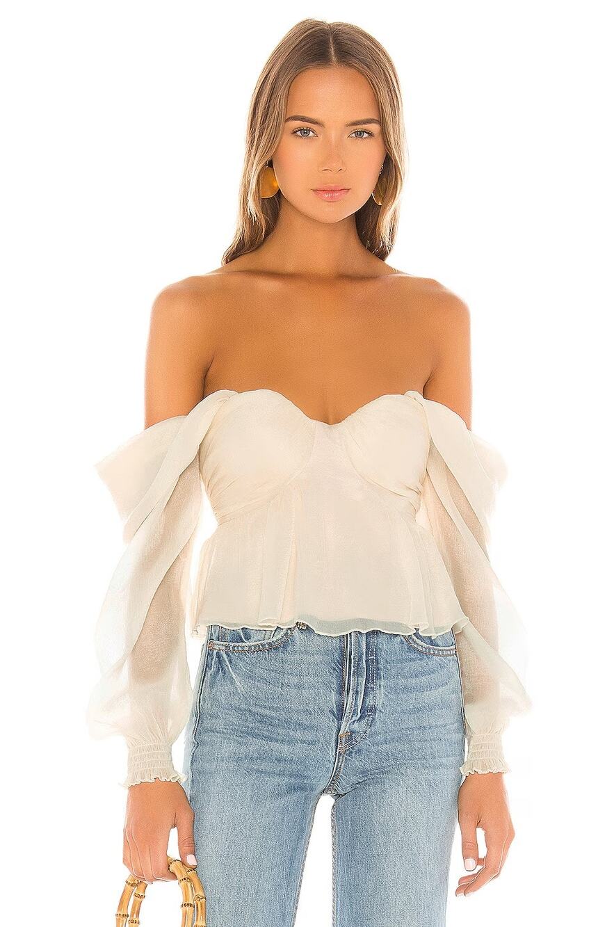 House of Harlow 1960 Burna Blouse Boho Summer Cottage Vacation Preppy Casual S